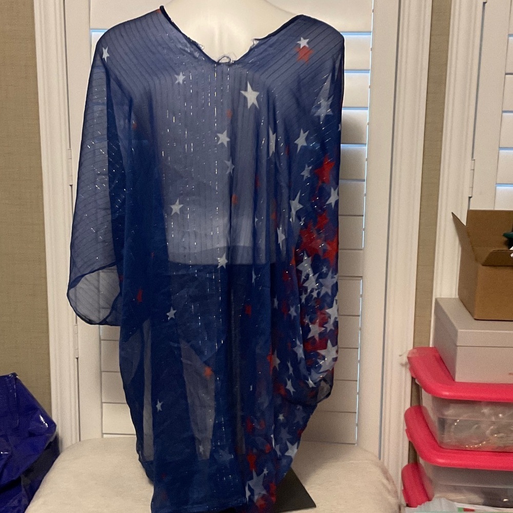 Blue Star Patterned Women's Wrap - Picture 4 of 5